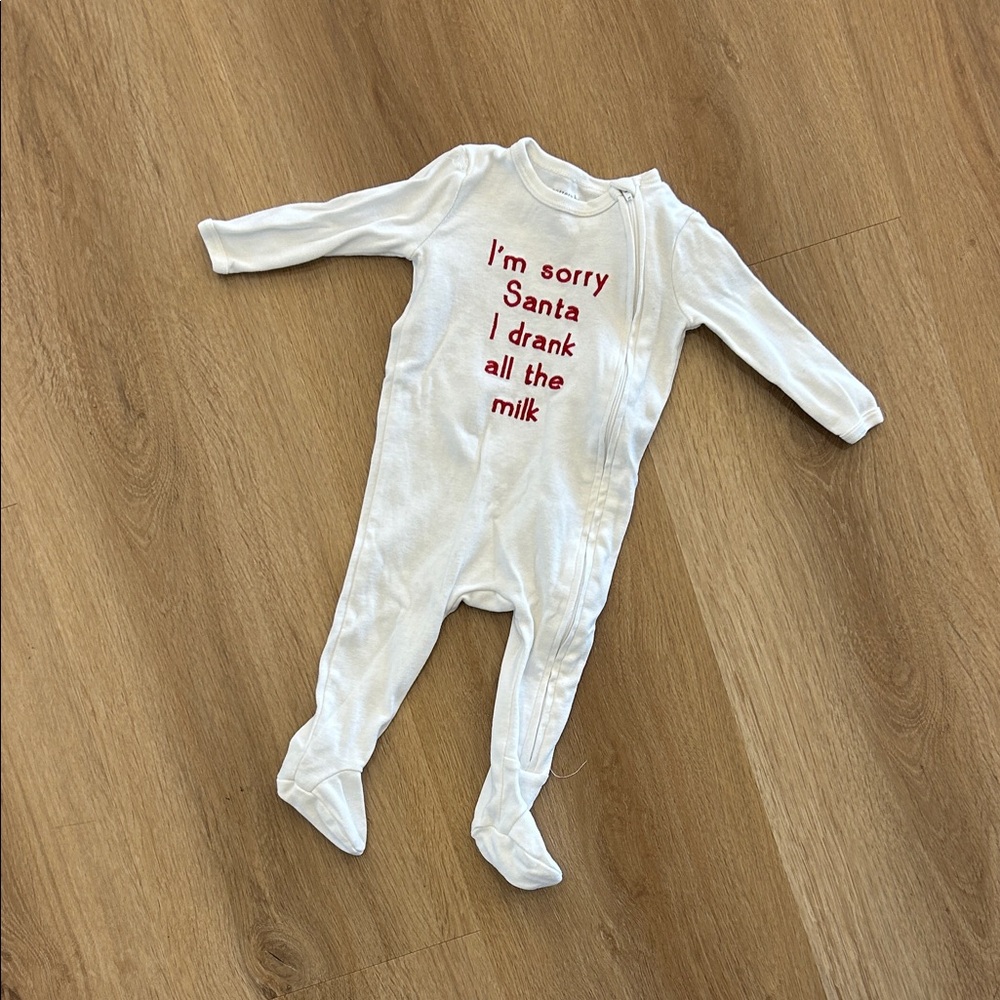 Pottery Barn Kids White Footie with Red Text